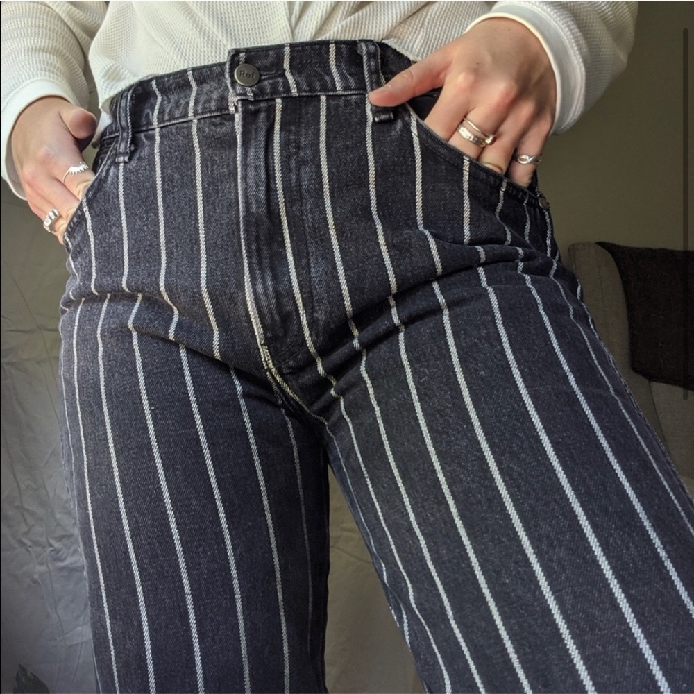 REFORMATION Roper Striped High-Waisted Jeans